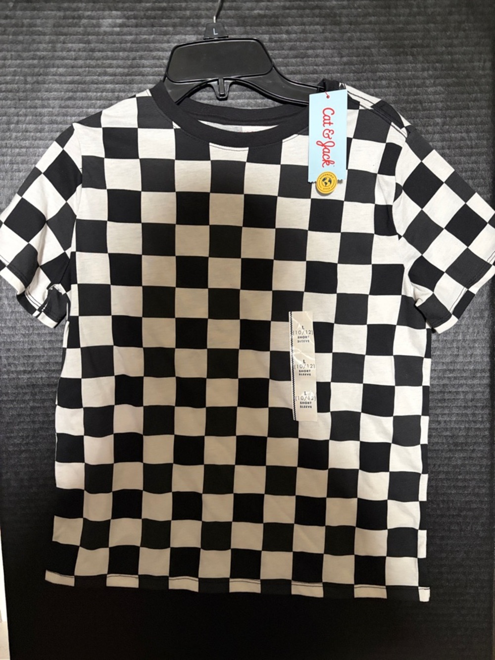 Cat & Jack Black and White Checkerboard Short Sleeve Tee